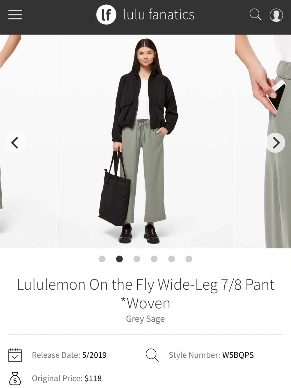 lululemon athletica On the Fly Wide-Leg 7/8 Pant - Grey Sage